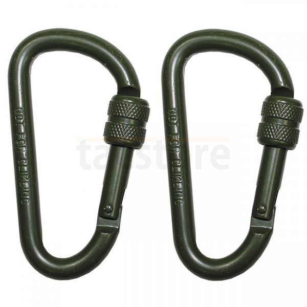 MFH Carabiner Screw Lock 80 mm 2 pcs - Olive